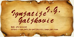Ignjatije Galjković vizit kartica